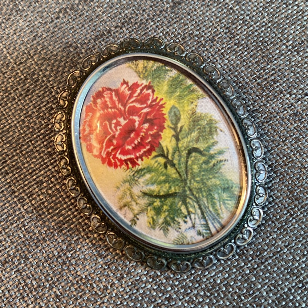 Vintage TLM English Carnation Brooch